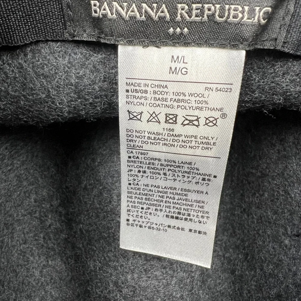 Banana Republic Mens Gray Wool Fedora Wide Brim Hat M/L RN 54023